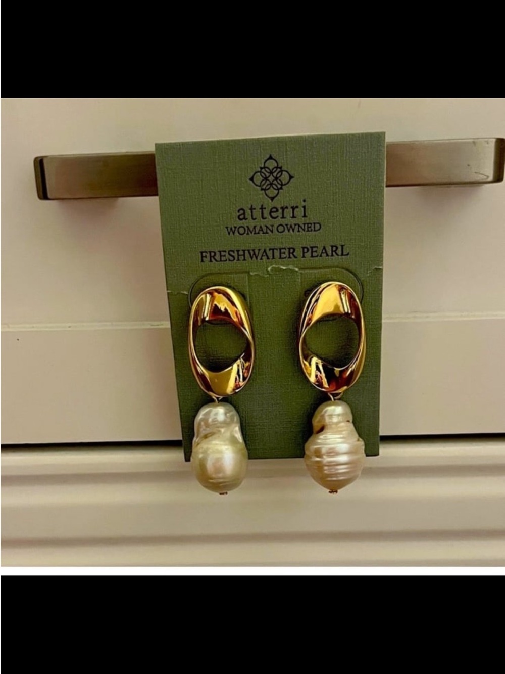 Atterri Freshwater Pearl Gold Dangle Earrings